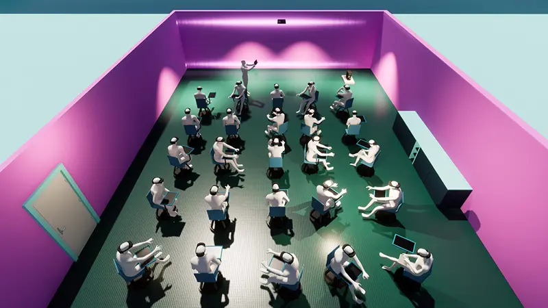 Esempio di laboratorio virtuale con visori per la realtà virtuale