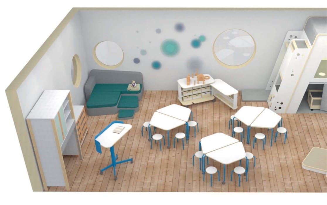 Esempio rendering aula modulare Breeze.upp ludovico